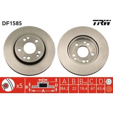 TRW Depomix Fren Diski Ön Ha Kanalli (Mercedes :(W201) 190E 2.3 16V)