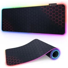 Esranın Dünyası Kırmızı Altıgen Desenli Işıklı 70X30 cm Mousepad ve Klavye Altlığı