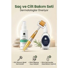 Elamour - Orijinal Titanyum Iğneli - 0,5mm 540 Iğneli Dermaroller - Biberiye Suyu Seti Dökülme Karşıtı 100ML - Dezenfektan Hediyeli