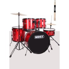 Delixa CD900X-RD 22'' Yetişkin Akustik Bateri Davul Seti 22B-13T-12T-16F-14S (5 )
