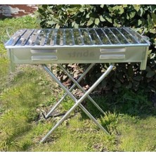 Cekar Store Ayaklı Büyük Mangal 60CM Kebapçı Tipi Geniş Oluklu Paslanmaz Galvaniz Gövde Krom Köfteci Izgarası