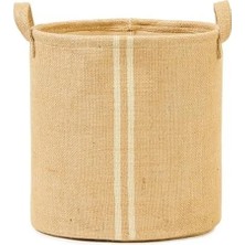 Esranın Dünyası Çizgili Jüt Sepet, 20 cm x 20 cm Boyutlarında, Şık Depolama Çözümü