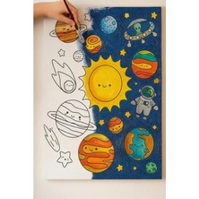 Esranın Dünyası Resimli Tuval Boyama Seti, 25X35 Cm, 6 Renk Akrilik Boya ile Eğlenceli