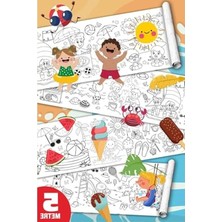 Esranın Dünyası Büyük Boy Yaz Temalı Boyama Kağıdı Rulosu, 5 Metre x 45 Cm, Eğitici Aktivite