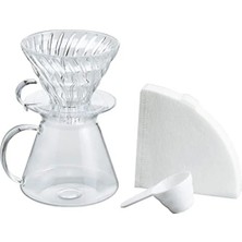 Esranın Dünyası V60 02 Cam Demleme Seti - Filtre Kâğıdı ve Ölçü Kaşığı ile