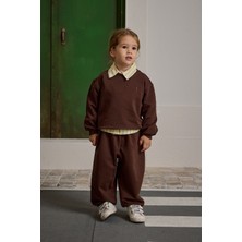 Fahhar Kids Oversize Baskılı Eşofman Takımı Kahverengi