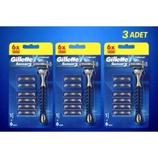 Gillette Sensor 3 Uzun Ömürlü Konforlu Tıraş Bıçağı 3x6’lı Tüm Ciltler İçin Hassas Kullanım
