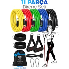Alastor 30 kg Direnç Bandı Seti 11 Parça Çantalı Pilates Aerobik Egzersiz Barfiks Spor Lastiği Tüp Bant TDB11