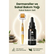 Elamour 140 Titanyum Iğneli Dermaroller - Saç Sakal Bakım Yağı Seti Sarı -