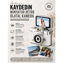 Robeve Mini Retro Dijital Kamera 1080P Hd Video Fotoğraf Makinesi – 180° Dönen Selfie Ekranlı, Retro Filtreli, Type-C Şarjlı Taşınabilir Kamera Popüler Dijital Fotoğraf Makinesi