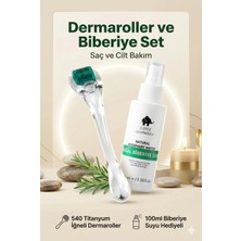 Elamour - Orijinal Titanyum Iğneli - 0,5mm 540 Iğneli Dermaroller - Biberiye Suyu Seti Dökülme Karşıtı 100ML