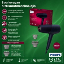 Philips Güçlü 2300 W Iyonik Saç Kurutma Makinesi, Thermoshield Isı Kontrollü Bakım, 6 Ayar, Soğuk Hava, Hacim Difüzörü ve Ince Başlıkla Günlük Kullanım ve Konforlu Şekillendirme