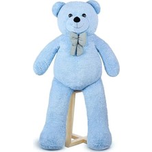 Esranın Dünyası Yumuşak ve Sevimli Dev Peluş Ayıcık - 160 cm Papyonlu Tasarım (Mavi)