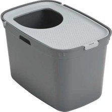 Esranın Dünyası Modern Kapalı Kedi Tuvaleti, Gri/açık Gri, 59 cm