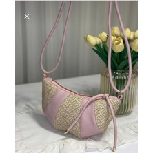 Velvet Rush Kruvasan Model Hasır Çanta El ve Omuz Çantası