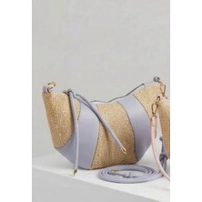 Velvet Rush Kruvasan Model Hasır Çanta El ve Omuz Çantası