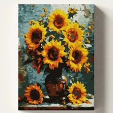 Esranın Dünyası Sayılarla Boyama Tuval Seti, Ayçiçek Temalı 40X50 cm