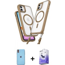 Pileli Store Pilelistore™ iPhone 11 Kılıf Atlas Doku Koleksiyonu - Siyah Bilvis 5in1 5d Magic Hayalet Cam Ekran Koruyucu + Neon Fosforlu Kamera Lens - Tu