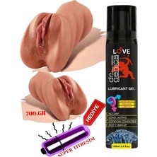 Aşkın Deposu Deromeya Health- 700 gr Çift Girişli Anal ve Vajinal Masturbatör  Xxx Süper Esmer Gerçek Detaylara Sahip Suni Vajna 10 Mod Titreşim 100ML Sade Aromalı Jel Hediyeli