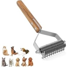 Esranın Dünyası Ahşap Saplı Çift Taraflı Kedi ve Köpek Bakım Fırçası