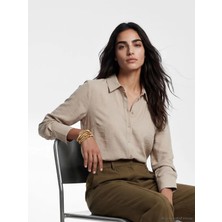 LC Waikiki Lcw Everyday Bej Dokulu Kadın Gömlek