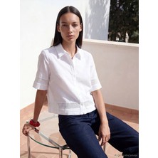 LC Waikiki Lcw Studıo Beyaz Crop Kadın Gömlek