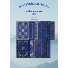 Miray Craft 17'li Otantik Mavi Halı Desenli A5 Boyutunda  Yapışkanlı Scrapbook Kağıt Seti
