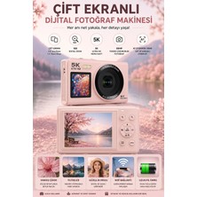 Robeve 5k Ultra Hd Dijital Fotoğraf Makinesi Çift Ekranlı 80MP Kamera 18X Dijital Zoom Af Otomatik Odaklı Vlog & Selfie Kamerası Wifi Destekli
