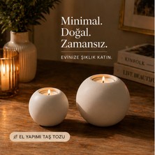 Wonium 2’li Minimal Taş Tozu Mumluk Seti – El Yapımı Dekoratif Mumluk – Modern Ev Dekoru – Salon, Yatak Odası ve Hediye Için Uygun