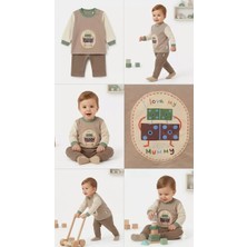 İkikareshop 6/24 Ay Baskılı 2 Parça Bebek Takımı