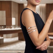 Sevil Gülgün Atelier Hand Made Işıltılı Kristal Tel Üst Kol Kelepçesi - Arm Cuff (Gümüş & Gold)