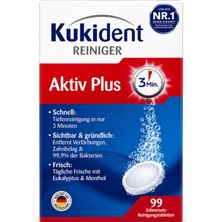Kukident Aktiv Plus Protez Diş Temizleme Tableti 99 Adet – 3 Dakikada Etkili Ekonomik Paket