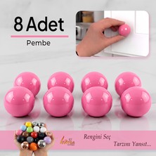 Glaswen 8 Adet Sert Plastik Düğme Yuvarlak Top Pembe Dolap Mobilya Mutfak Dolabı Çekmece Kulbu Kulpu Kulplar