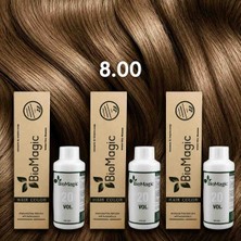Biomagic 8.00 Açık Kumral Organik Içerikli Amonyaksız Kalıcı Saç Boyası 3boya +3oksidan