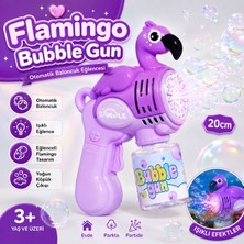 Mor Flamingo Bubble Gun Pilli Köpük Baloncuk Tabancası Işıklı Otomatik Çocuk Oyuncağı
