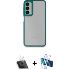 Pileli Store Pilelistore™ Galaxy A14 4g Kılıf Eksen Doku Prime - Siyah 3D Antistatik Cam Ekran Koruyucu + Kamera Lens Koruma Cam - Sf