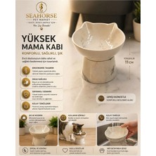 Majo Seahorse Seramik Yüksek Mama Kabı – Ergonomik Kedi & Köpek Mama Kabı (11 Cm)