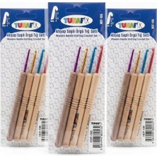 Tuhafix 3 Adet Ergonomik Ahşap Saplı Metal Uçlu Tığ Seti 3x4'lü Paket (2.5mm - 3mm - 3.5mm - 4mm) HDF-106