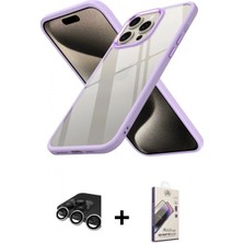 Marsilyan™- iPhone 15 Pro Max Kılıf Nova Işık Serisi - Siyah Bilvis 3D Mat Cam Ekran Koruyucu + Raze Metal Kamera Lens - Gs