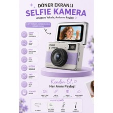 Robeve 68MP Dijital Fotoğraf Makinesi | 180° Döner Ekranlı Mini Selfie Kamera | 16X Zoom, LED Flaş, Tf Kart Destekli Retro Fotoğraf Makinesi Mini Kamera