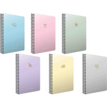 Gıpta Micro Notes Spiralli Sert Kapaklı Defter 17X24 cm - 100 Yp Kareli Defter Pastel Renkler