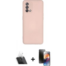 Pileli Store Pilelistore™ Oppo A74 4g Kılıf Ahenk Serisi - Siyah 3D Antistatik Mat Seramik Nano Ekran Koruyucu + Kamera Lens Koruma Cam - Sf