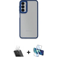 Pileli Store Pilelistore™ Galaxy A14 4g Kılıf Eksen Doku Prime - Siyah 3D Antistatik Cam Ekran Koruyucu + Kamera Lens Koruma Cam - Sf
