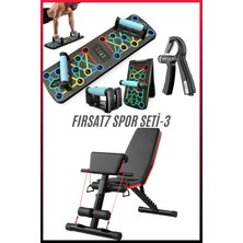 Spor Seti 3 | Profesyonel Bench Press, Katlanabilir Şınav Tahtası, Sayaçlı Ayarlanabilir El Yayı 5-60 kg
