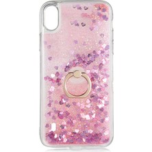 ZM Store Galaxy A10 Uyumlu Kılıf Simli Sıvılı Yüzük Standlı Milce Kapak