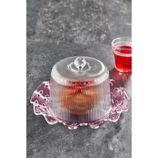 MarkEntegra Akrilik Barok Mürdüm Renk Kek Fanus & Kek Saklama Kabı & Şık Sunum Organizeri 26 cm