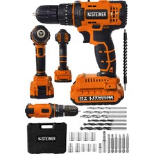 Steiner 58 V 5 Ah Darbeli Lityum Akülü Vidalama Matkap Set 24 Pcs Metal Şanzıman Özellikli