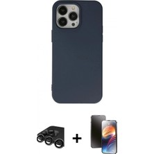 İlk El Grup Pilelistore™ iPhone 15 Pro Kılıf Ahenk Serisi - Siyah 3D Antistatik Mat Seramik Nano Ekran Koruyucu + Raze Metal Kamera Lens - Tmgı