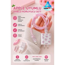 3gen Case Kablo Adaptör Koruyucu Şarj Kılıfı Kablo Örme Aparatlı Toparlayıcı iPhone 18W/20W/25W Uyumlu 5 Parça Heart1