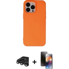 İlk El Grup Pilelistore™ iPhone 15 Pro Kılıf Ahenk Serisi - Siyah 3D Antistatik Mat Seramik Nano Ekran Koruyucu + Raze Metal Kamera Lens - Tmgı